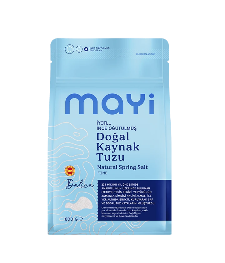 MAYİ ÖĞÜTÜLMÜŞ İYOTLU SOFRA TUZU 600 GR