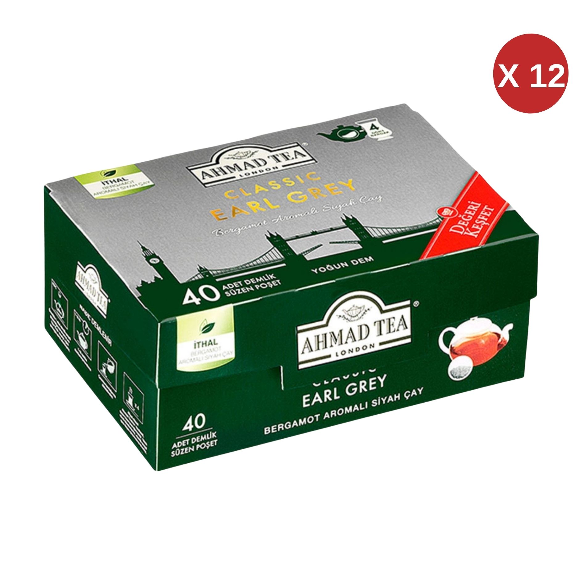  AHMAD TEA CLASSIC EARL GREY 40 DEMLİK ÇAY-2800 12 ADET