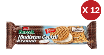 ETİ BURÇAK HİNDİSTAN  KREMALI 100 GR ( 12 ADET )