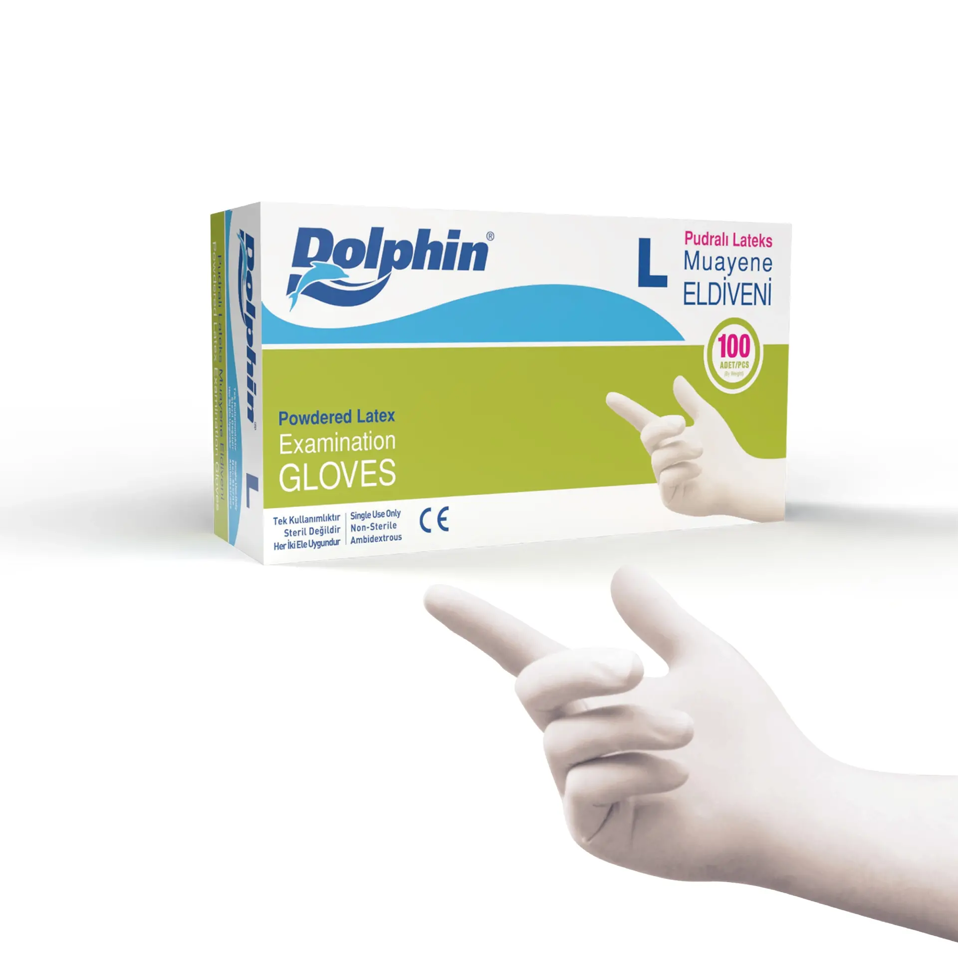 DOLPHIN MUAYENE ELDİVENİ PUDRALI L BEDEN