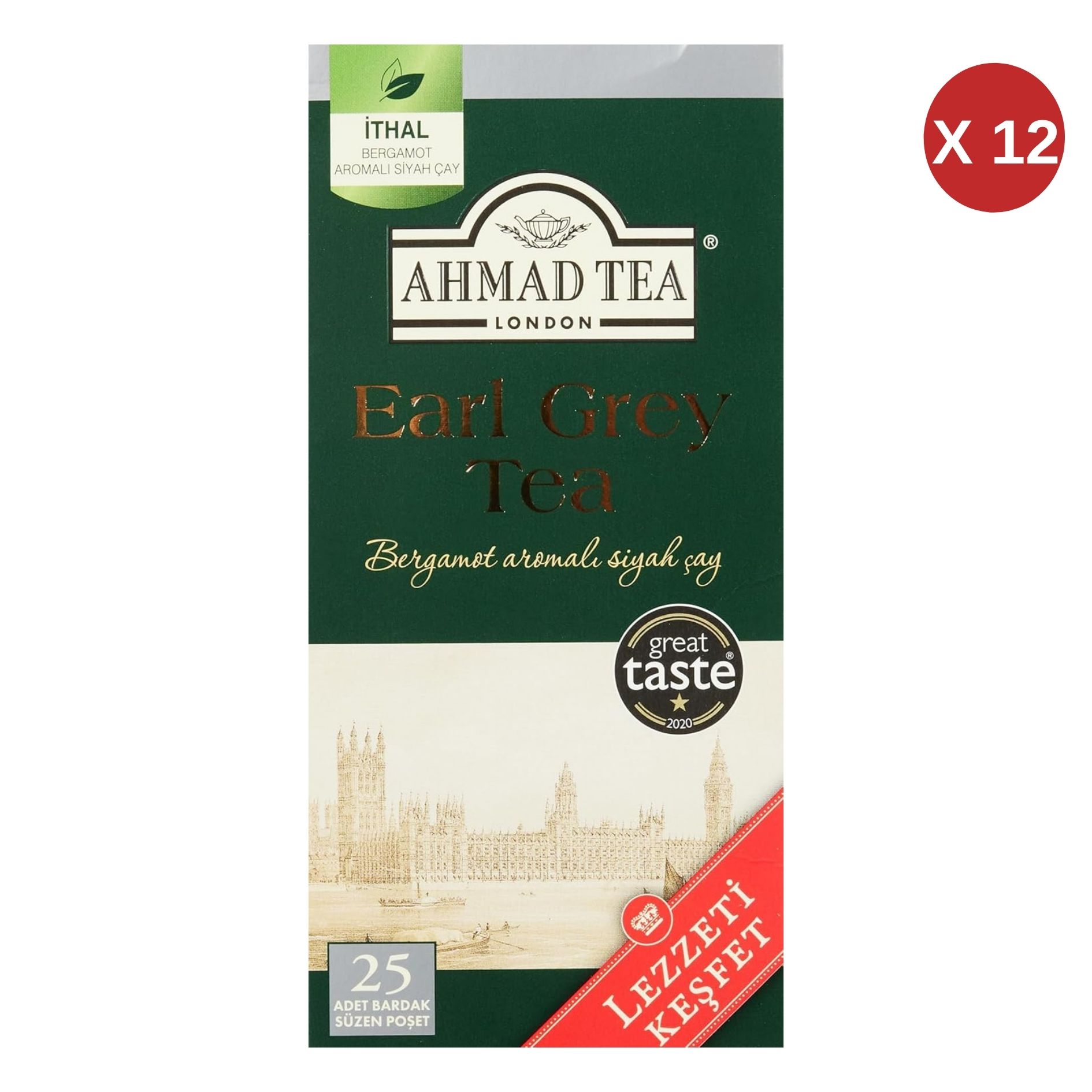  AHMAD TEA EARL GREY 25X2 GR BARDAK POŞET ÇAY-2049 12 ADET